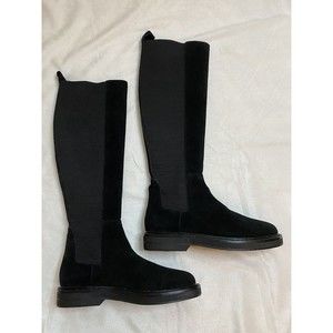 Donald J. Pliner Womens Naala Black Suede Riding Pull On Tall Boots Sz 5